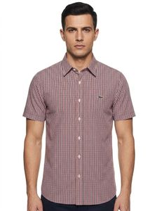 Men's Lacoste Gingham Short Sleeve Shirt