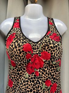 Y2K Leopard Rose Tank Top
