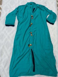 Teal Kurta with Navy Blue Pants