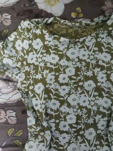 Floral Print Olive Green Top