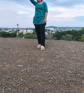 Teal Kurta with Heart Embroidery