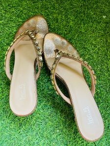 Embellished Gold Flat Sandals