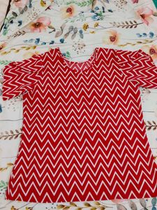 Red Chevron Print Top