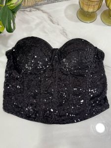 Sparkling Green Sequin Corset Top