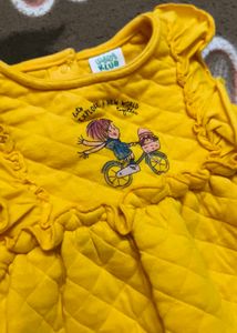 Mini Klub Yellow Cotton Quilted Baby Girl Dress