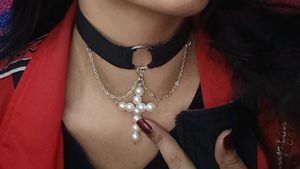 'Pearly Cross' Gothic Choker