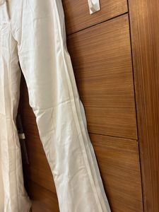 White Flared Leg Pants For Women(silk)