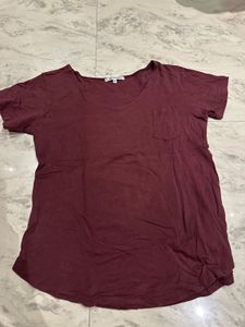 Burgundy Pocket Tee