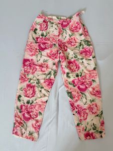 Floral Print Wide Leg Pants