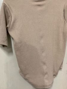 Beige Ribbed Zip Neck Top