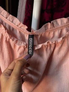 Pink Off-Shoulder Puff Sleeve Top