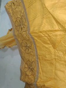 Yellow Embroidered Work Of Moti And Daman Wor