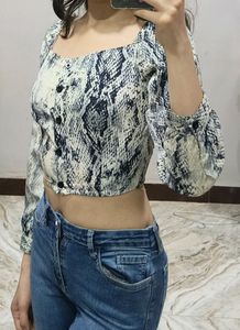 Reptile Print Crop Top