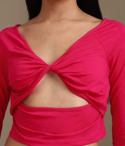 Shein Pink Twist Front Cutout Top