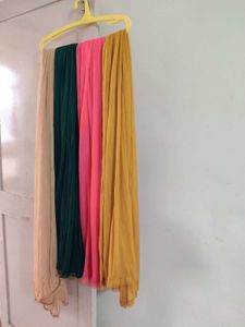 Set of 4 Pleated Dupattas in Vibrant Colors