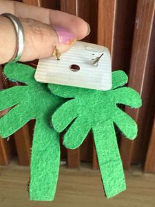 Beaded Palm Tree Dangle Earrings