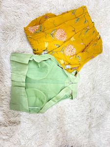 Stylish Yellow Floral Saree Set