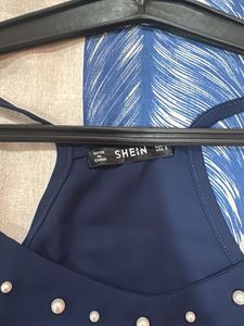 Navy Blue Cami Top with Pearls