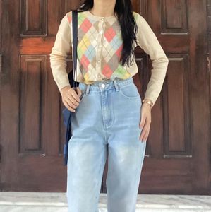 Korean Pinterest Plaid Sweater