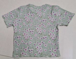 Floral Print Ribbed Crop Top