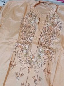 Men's Embroidered Silk Kurta