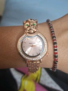 Elegant Rose Gold Watch with Animal Motif
