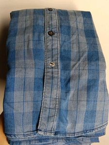 Men's Blue Plaid Casual Shirt