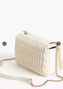 White Quilted Chain Sling Bag