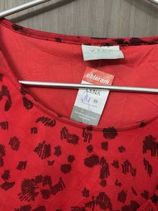Red Leopard Print Ruffle Top