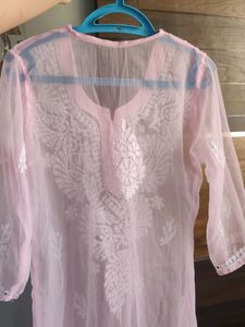 Pink Chikankari Kurta With Lining