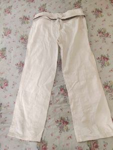 Imported White Pants With Belt