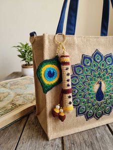 Handmade Flute & Peacock Keychain