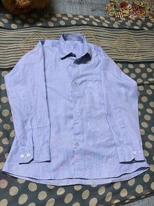 Unisex Blue Striped Formal Shirt