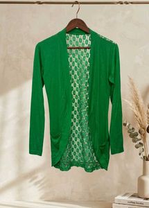 Women's Stylish Solid Green Shrug / Koti | Open Fr
