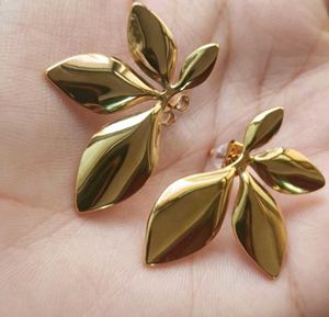 Anti Tarnish Gold Leaf Stud Earrings