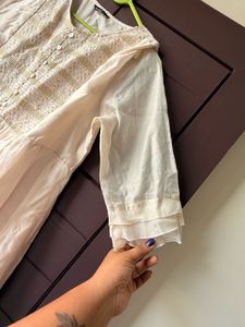 Elegant Cream Embroidered Kurta