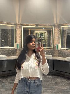 Embroidered White Button-Down Shirt