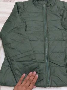 olive green puffer jacket