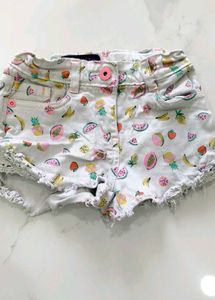 Fruity Print Denim Shorts