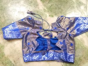 Beautiful Orange and Blue Saree with blouse