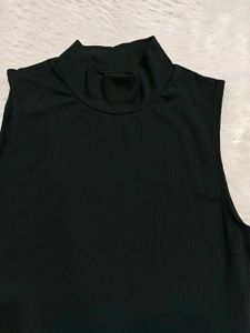 H&amp;M Black Ribbed Mock Neck Bodysuit