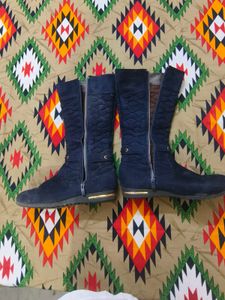 Chic Navy Quilted Knee-High Boots