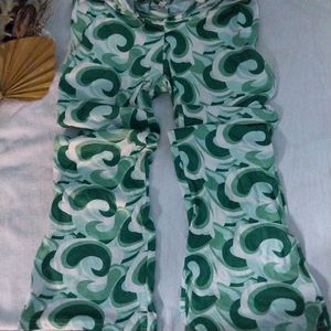 Green Swirl Pattern flair Pants