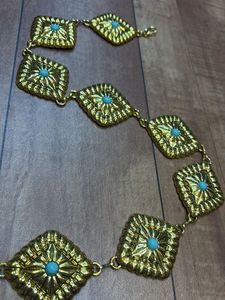 Vintage Gold Tone Turquoise Gem Belt