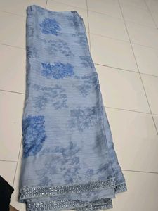 Beautiful Blue Floral Saree with Blouse