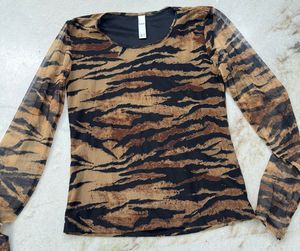 Sheer Tiger Print Long Sleeve Top