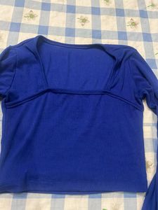 Royal Blue Ribbed Long Sleeve Top