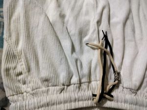 White Corduroy Wide Leg Pants