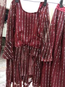 Maroon Sequin Lehenga Set