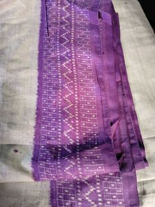 Elegant Beige &amp; Purple Patterned Saree